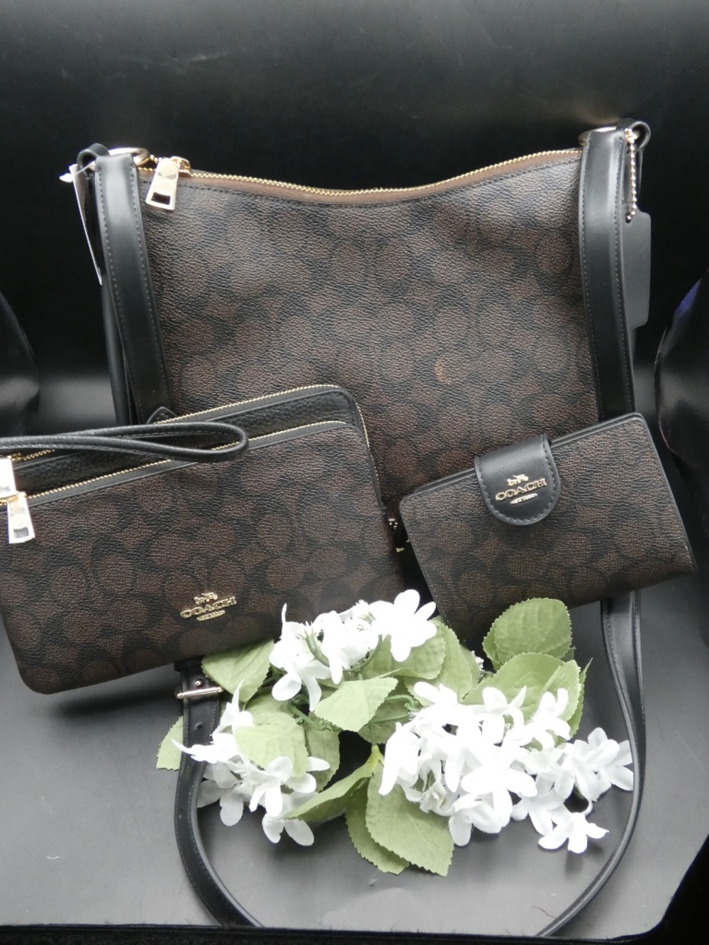 Coach Ellie File Bag in Walnut and Black - Picture 4 of 4
